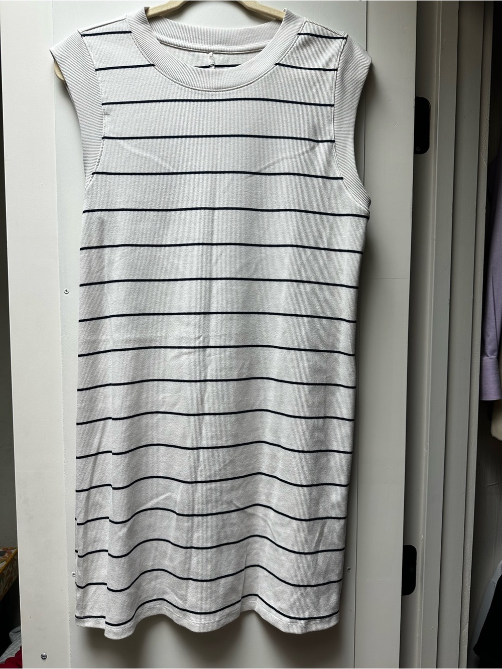 a new day White Sleeveless Knit Midi Dress with Black Stripes